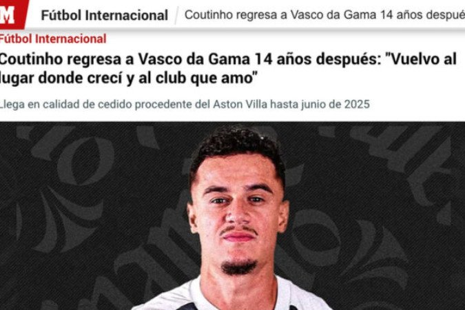 Coutinho oficialmente está de volta ao Vasco -  (crédito: Foto: Leandro Amorim/Vasco da Gama)