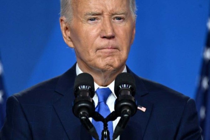  US President Joe Biden speaks during a press conference at the close of the 75th NATO Summit at the Walter E. Washington Convention Center in Washington, DC on July 11, 2024.  -  (crédito: SAUL LOEB / AFP)