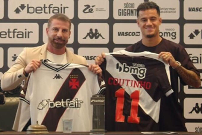 Coutinho foi apresentado nesta quinta-feira na sede Náutica do Vasco  -  (crédito: Foto: Reprodução / Vasco Tv)