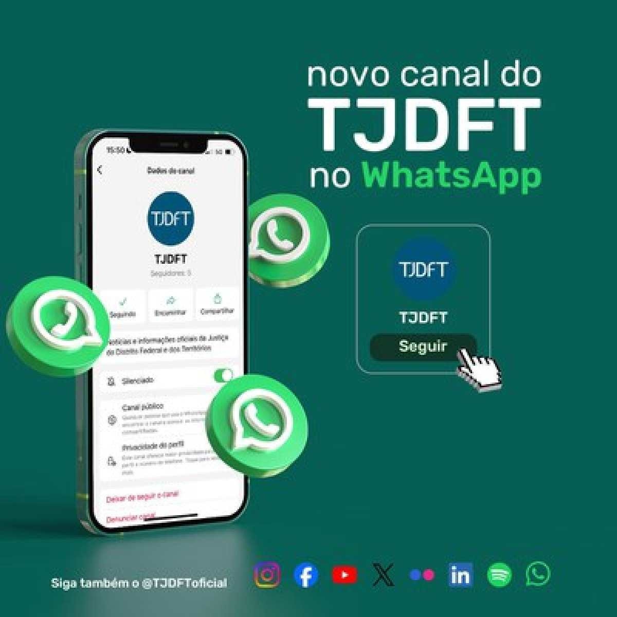 TJDFT lança canal oficial de comunicação no WhatsApp