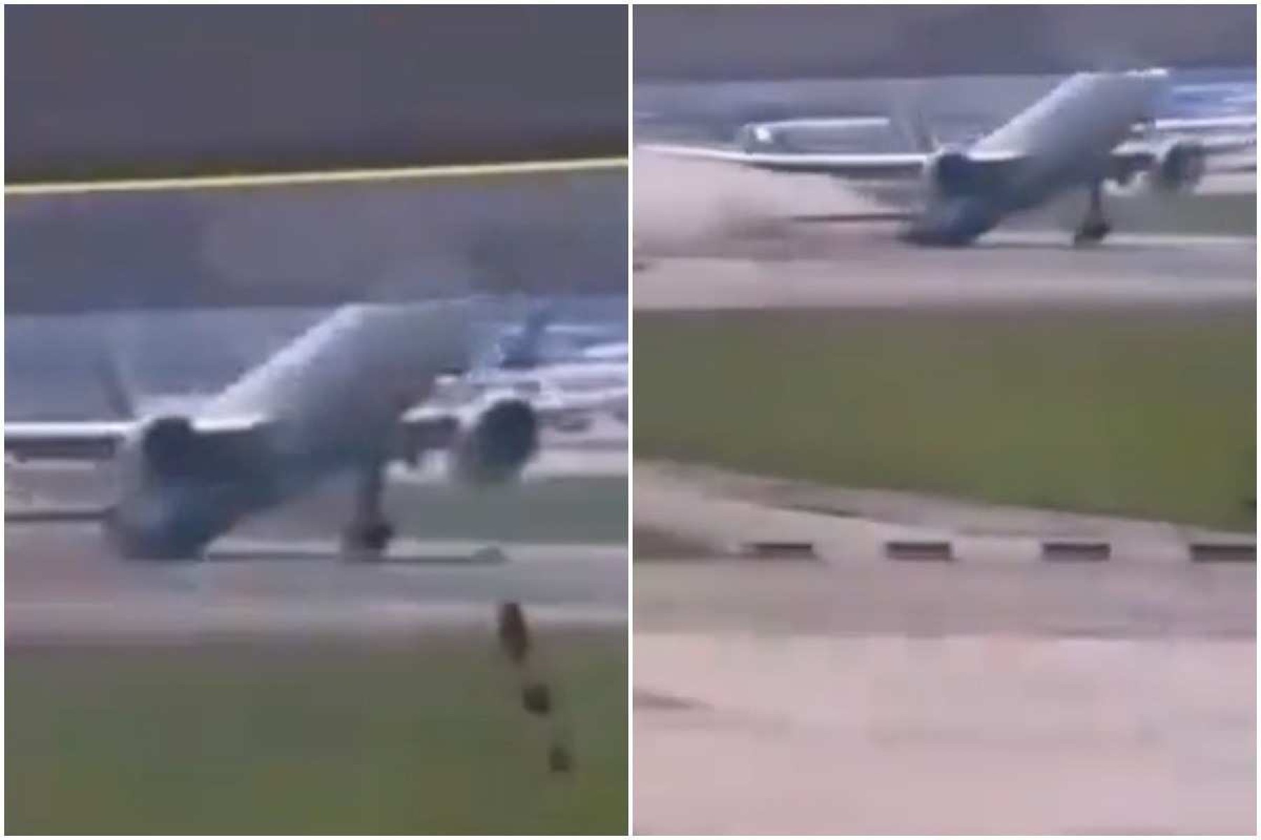 Vídeo mostra momento em que avião bate cauda ao tentar decolar de Milão