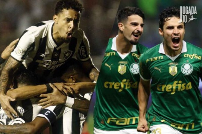 Jogadores de Botafogo e Palmeiras comemoram gols em 2024 -  (crédito:  Marcelo Caitano)