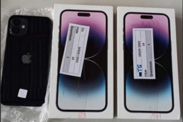 Celulares iPhone 14 Pro Max disponivéis para lances no leilão da Receita Federal.  -  (crédito: Reprodução Receita Federal)