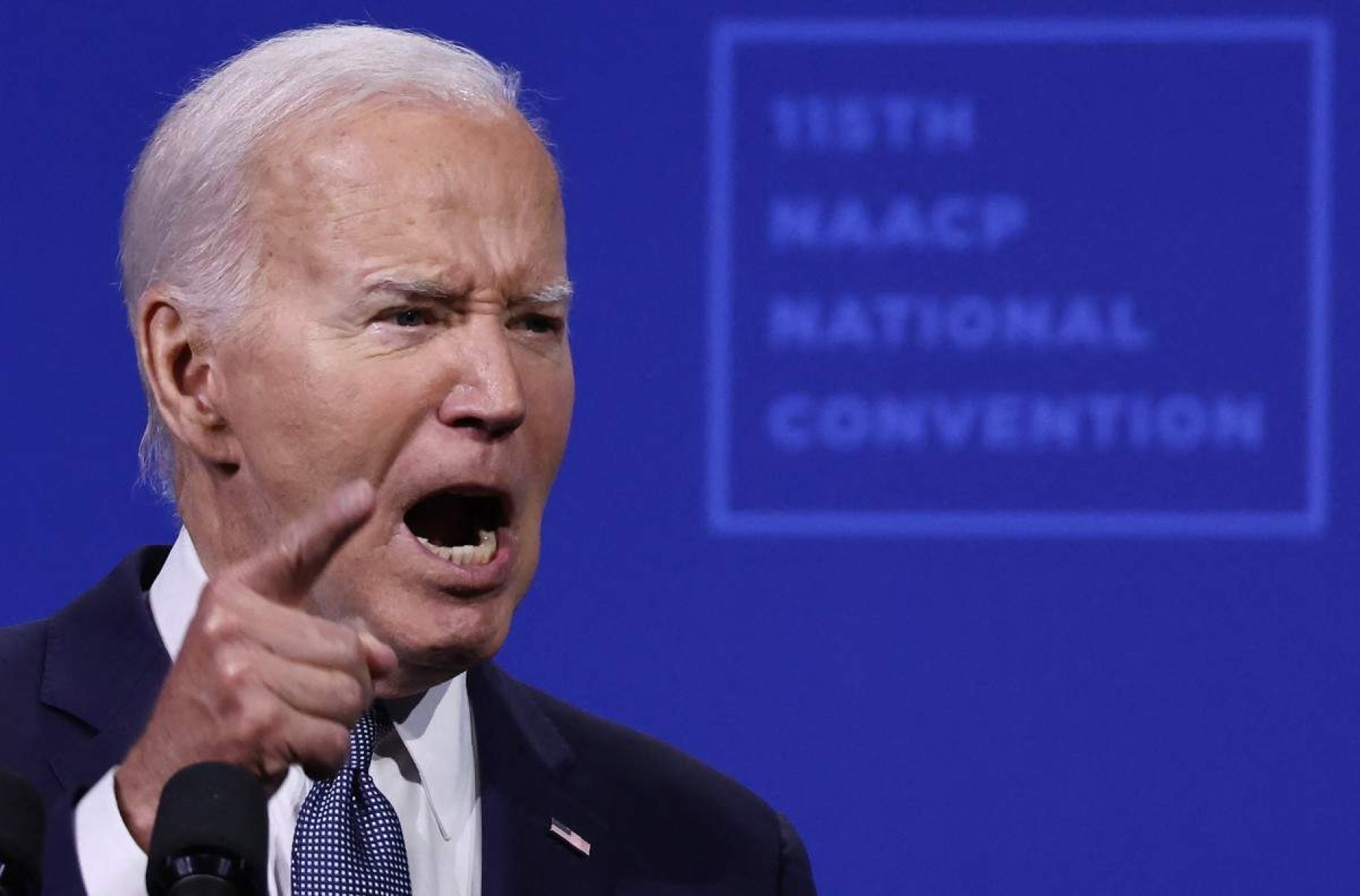     LAS VEGAS, NEVADA - 16 DE JULHO: O presidente dos EUA, Joe Biden, fala na 115ª Convenção Nacional da NAACP no Mandalay Bay Convention Center em 16 de julho de 2024 em Las Vegas, Nevada.  Biden voltou à campanha, fazendo comentários na Convenção Nacional da NAACP hoje, e fará amanhã na Conferência Anual da UnidosUS durante uma visita ao estado de batalha de Nevada.  Mario Tama/Getty Images/AFP (Foto de MARIO TAMA / GETTY IMAGES NORTH AMERICA / Getty Images via AFP)       