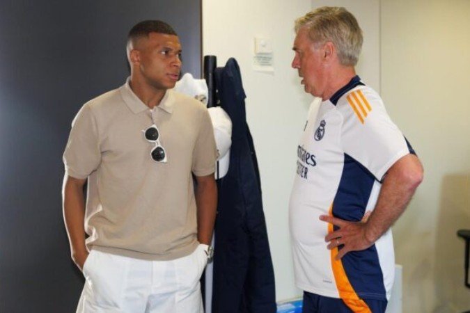 Mbappé e Carlo Ancelotti -  (crédito: Foto: Divulgação Real Madrid)
