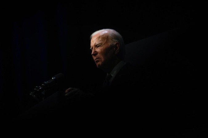 Joe Biden discursa durante a cúpula "Vote para viver em prosperidade", em Las Vegas (Nevada)  -  (crédito: Kent Nishimura/AFP)