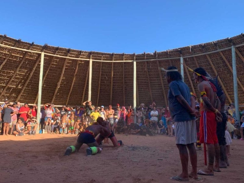 XVI Aldeia Multiétnica: Huka Huka é um esporte tradicional dos povos do Xingu -  (crédito: Gabriella Braz/CB)