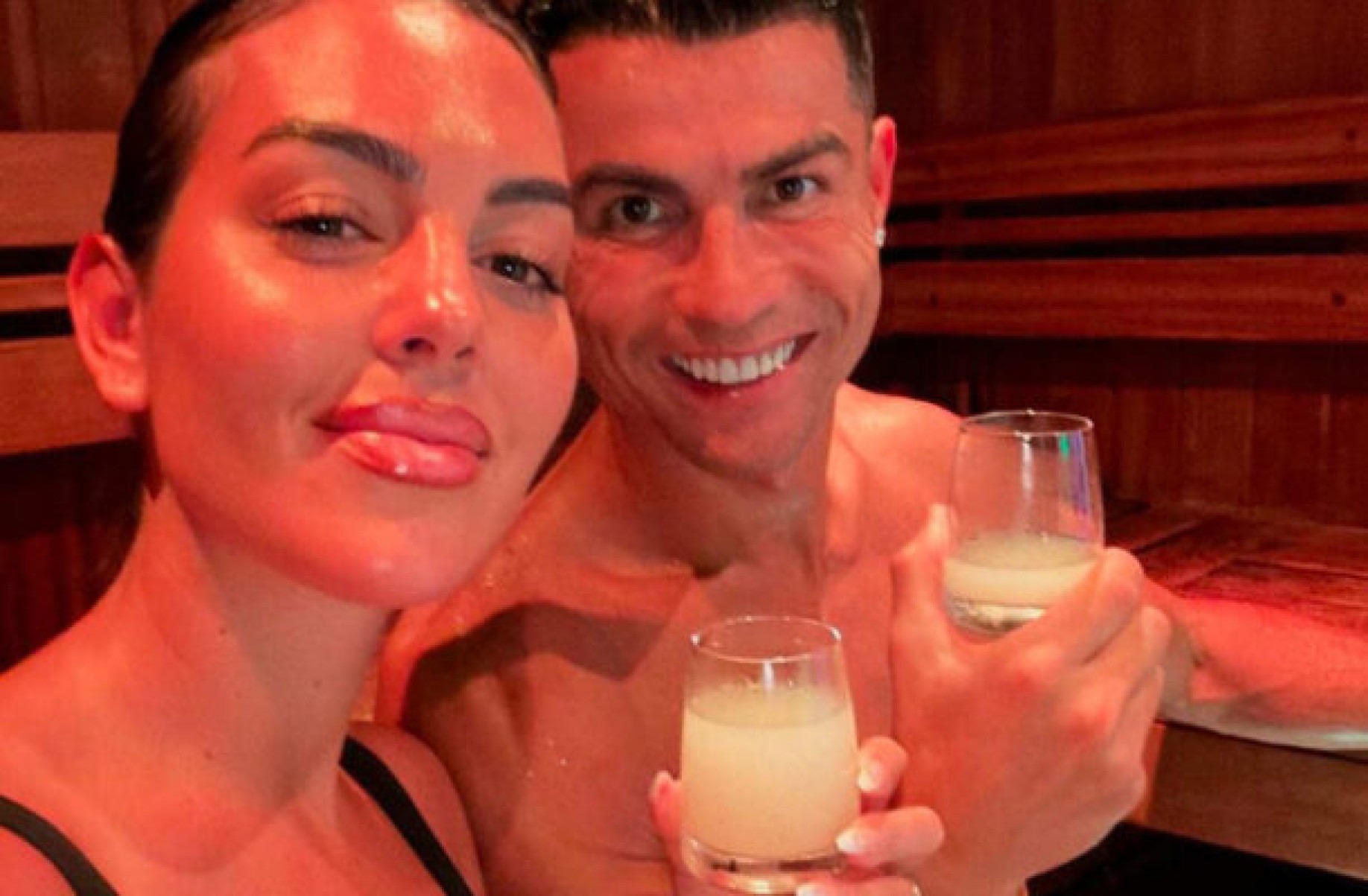 Cristiano Ronaldo e Georgina fazem treino em sauna