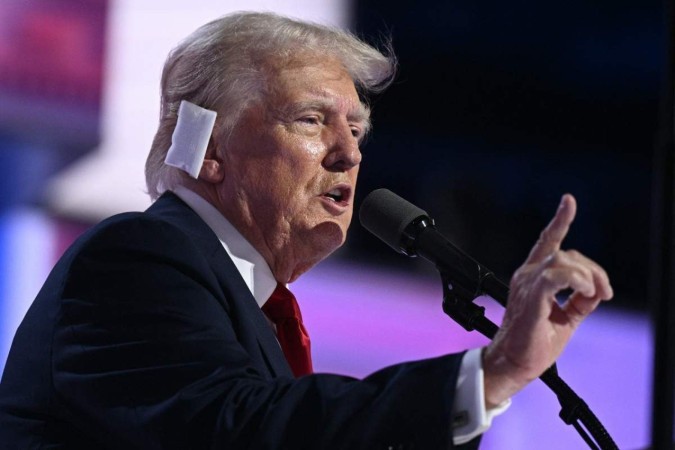 Donald Trump durante a Convenção Republicana
       -  (crédito: Brendan SMIALOWSKI / AFP)