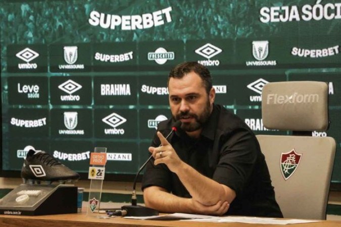  Rio de Janeiro, Brasil - 25/06/2024  - CT Carlos Castilho -   .Entrevista coletiva do presidente do Fluminense, M..rio Bittencourt..FOTO: LUCAS MER..ON / FLUMINENSE F.C....IMPORTANTE: Imagem destinada a uso institucional e divulga....o, seu.uso comercial est.. vetado incondicionalmente por seu autor e o.Fluminense Football Club... obrigat..rio mencionar o nome do autor ou.usar a imagem....IMPORTANT: Image intended for institutional use and distribution..Commercial use is prohibited unconditionally by its author and.Fluminense Football Club. It is mandatory to mention the name of the.author or use the image....IMPORTANTE: Im..gen para uso solamente institucional y distribuici..n. El.uso comercial es prohibido por su autor y por el Fluminense FootballClub. ...s mandat..rio mencionar el nombre del autor ao usar el im..gen.
     -  (crédito:  Lucas Mercon)