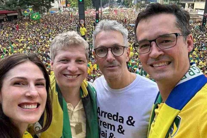 Marina Helena ao lado de Marcel van Hattem, Romeu Zema e Deltan Dallagnol
 -  (crédito: Reprodução/Instagram)