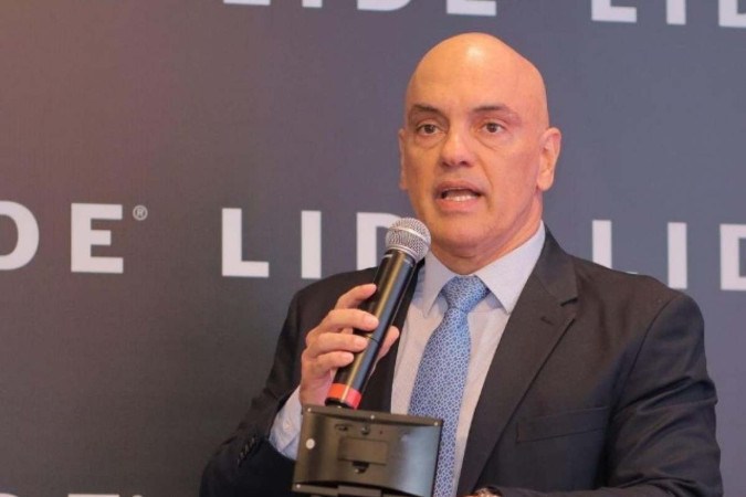 O ministro do STF Alexandre de Moraes durante fala no encontro do Lide na manhã desta segunda-feira (22/7) em São Paulo  -  (crédito: Reprodução Instagram @lideglobal / Foto Evandro Macedo/LIDE)