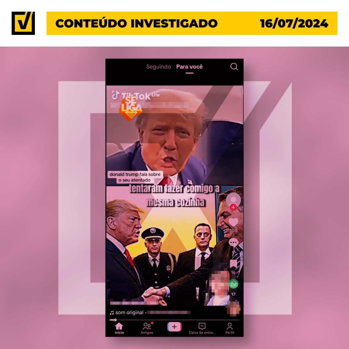 Vídeo com dublagem falsa engana ao dizer que Trump enviou mensagem para Bolsonaro após atentado