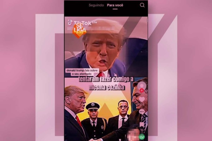 É falso vídeo dublado do ex-presidente Donald Trump com uma mensagem a Jair Bolsonaro (PL) após sofrer um atentado em 13 de julho -  (crédito: Reprodução/Comprova)