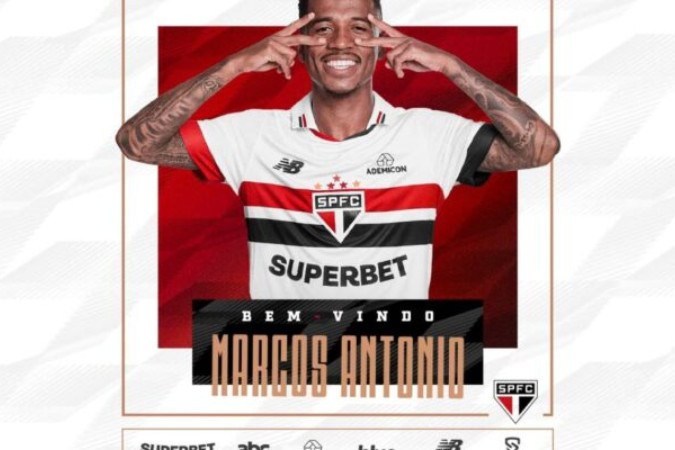 olor confirma acerto com o jogador, que chega com contrato válido por um ano, por empréstimo, junto à Lazio, da Itália -  (crédito: Foto: Divulgação / São Paulo)