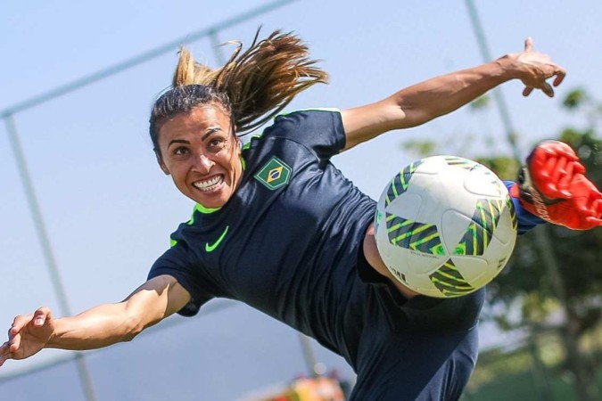 Jogadora Marta nas Olimpíadas do Rio de Janeiro, em 2016 -  (crédito: Ricardo Stuckert/ CBF)