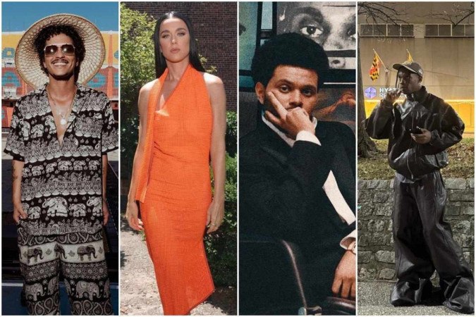 Bruno Mars, Katy Perry, The Weeknd e Travis Scott -  (crédito: Reprodução/Instagram)