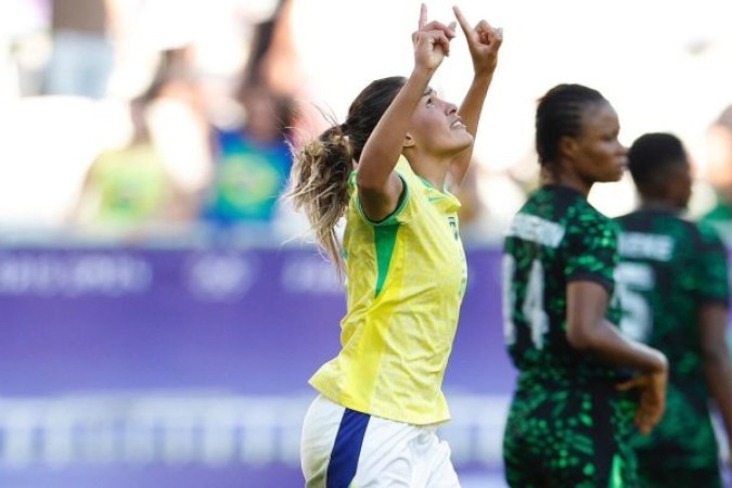  Nunes, ainda no primeiro tempo, marcou o gol da vitória por 1 a 0 do Brasil diante da Nigéria -  (crédito: Foto: Rafael Ribeiro / CBF)