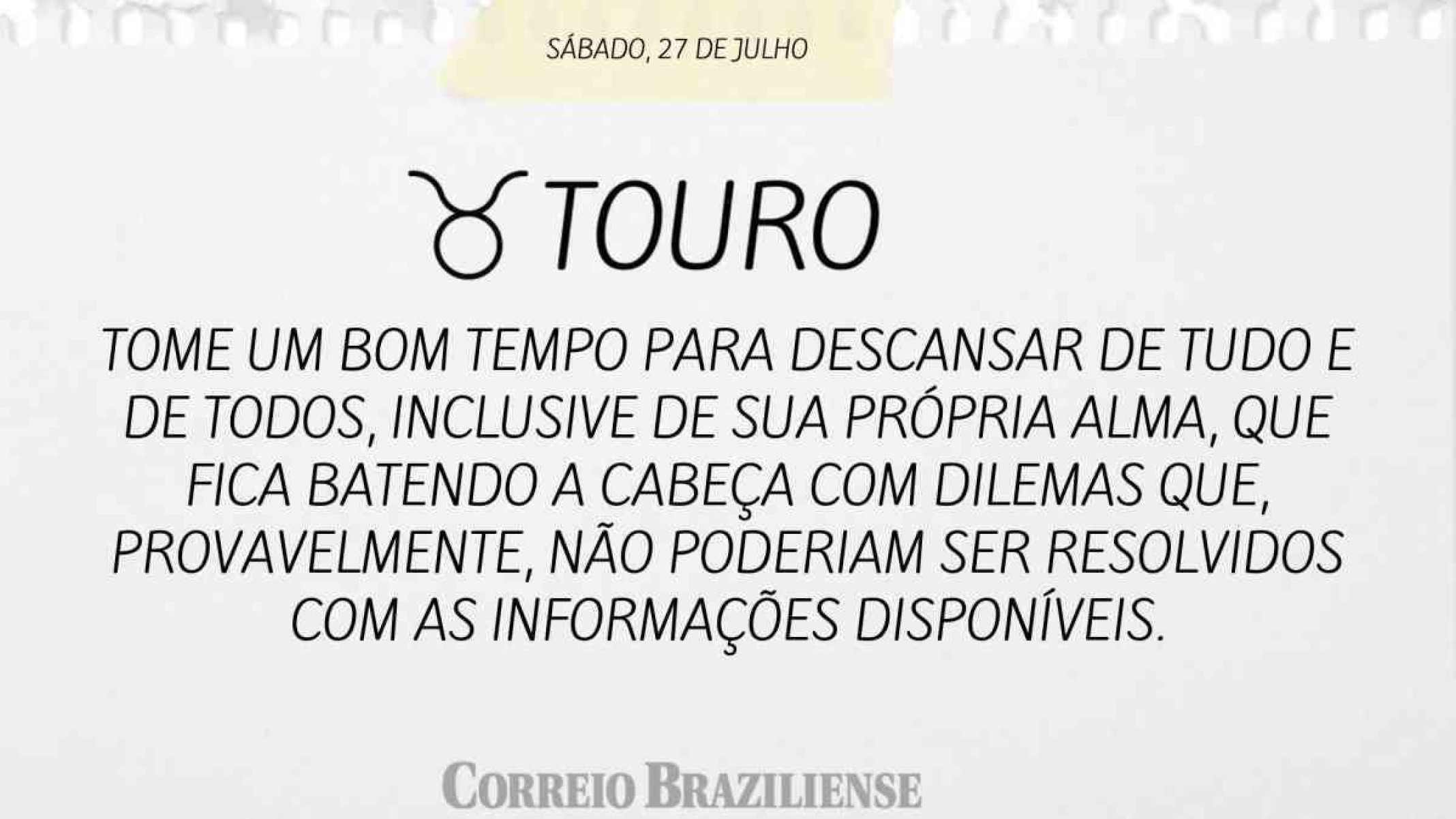 TOURO  | 27 DE JULHO