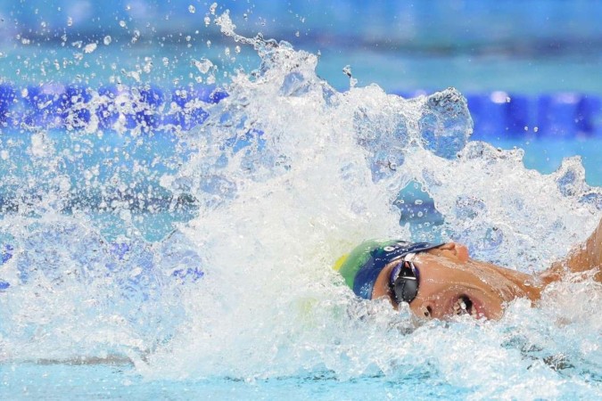 Atleta Guilherme Costa em ação na prova dos 400m livre -  (crédito: Luiza Moraes/COB)