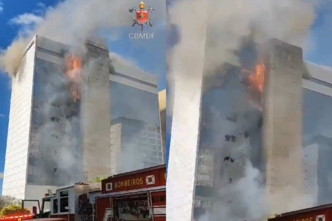 Incêndio atinge prédio da OAB Nacional em Brasília
 -  (crédito: CBMDF/Divulgação)