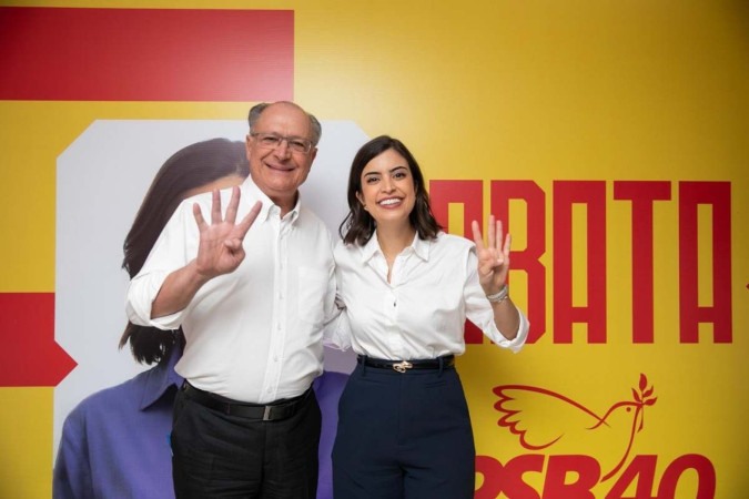 A candidatura da deputada Tabata Amaral à prefeitura de São Paulo foi oficializada este sábado e contou com a presença do vice-presidente Geraldo Alckmin -  (crédito: Reprodução / Redes Sociais)