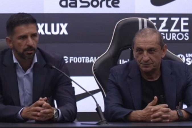 Ramón Díaz em entrevista coletiva após derrota para o Atlético Mineiro. -  (crédito: Reprodução / Corinthians TV)