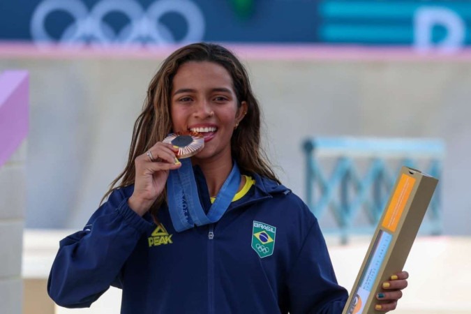 Rayssa Leal conquistou a medalha de bronze no skate street
 -  (crédito: Abelardo Mendes Jr./CB/ D.A Press)