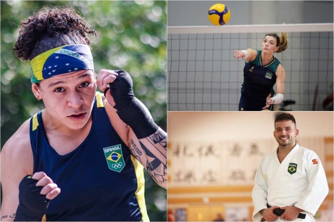 Na imagem, Beatriz Ferreira (esquerda), do Boxe; Rosamaria (cima), do Vôlei Feminino; e Daniel Cargnin (baixo), do Judô -  (crédito: Wander Roberto/COB; Alexandre Loureiro/COB; Wander Roberto/COB)