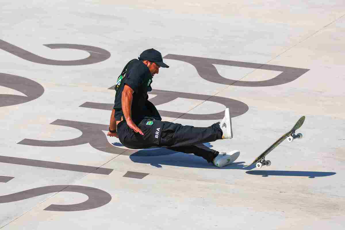 Medalhista na primeira edição de skate street na Olimpíada, Kelvin Hoefler perdeu a chance de subir de novo. -  (crédito: Abelardo Mendes Jr.)