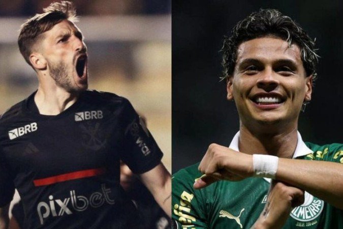 Palmeiras e Flamengo tem candidatos a ''lei do ex'' - (crédito: Foto: Divulgação / Flamengo e Cesar Greco / Palmeiras) Palmeiras e Flamengo tem candidatos a ''lei do ex'' - (crédito: Foto: Divulgação / Flamengo e Cesar Greco / Palmeiras)