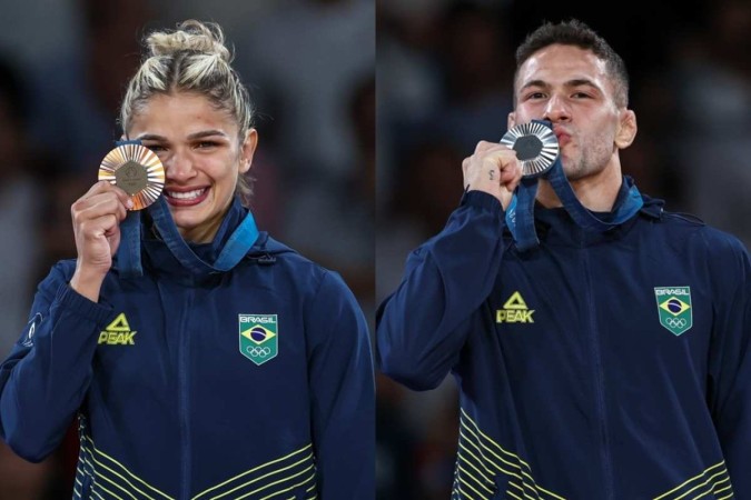 Os judocas Larissa Pimenta e William Lima fazem parte do efetivo da Marinha: ela foi bronze e ele prata em Paris-2024 -  (crédito: Comitê Olímpico do Brasil ()COB))