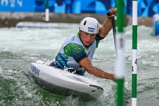 Ana Sátila na final da decisão C1 da canoagem slalom nas Olimpíadas de Paris 2024 -  (crédito: Leandro Couri/EM/D.A Press)