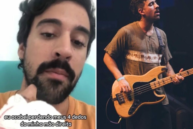 VÍDEO: Baixista da banda Zimbra perde 4 dedos da mão e revela detalhes do acidente -  (crédito: Observatorio dos Famosos)