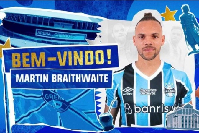 Braithwaite pelo Espanyol, sua última equipe, antes da chegada ao Grêmio -  (crédito: Foto: Pau Barrena/AFP via Getty Images)