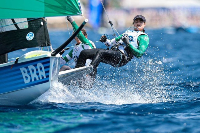 Ouro no Rio-2016 e Tóquio-2020, Martine e Kahena são finalistas na 49er FX, mas não conseguem subir ao pódio -  (crédito: Wander Roberto/COB)