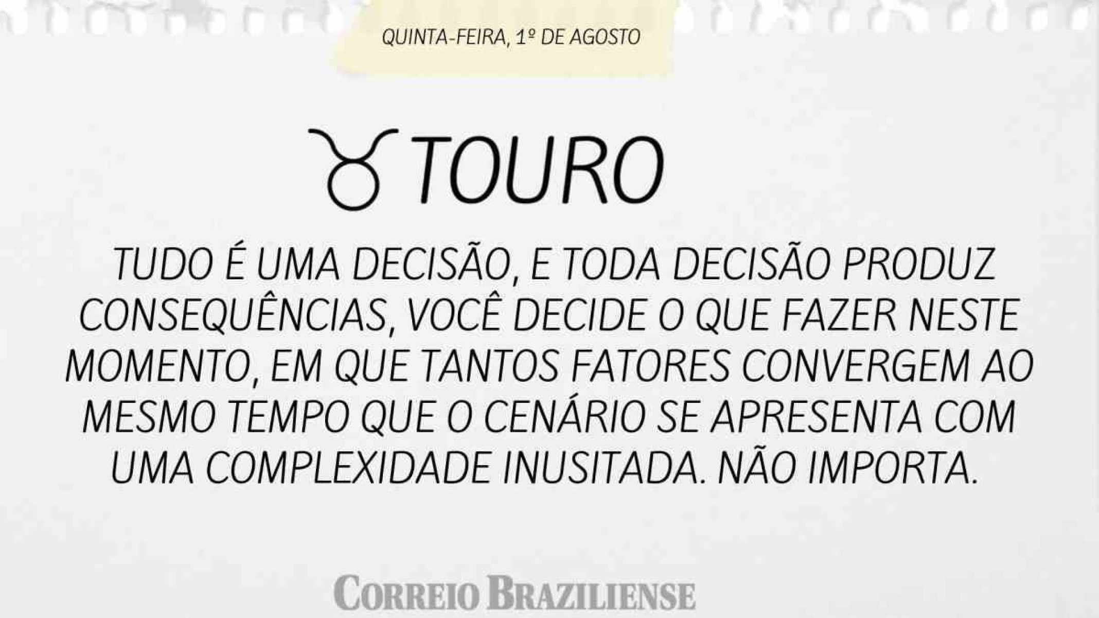 TOURO |  01 DE AGOSTO