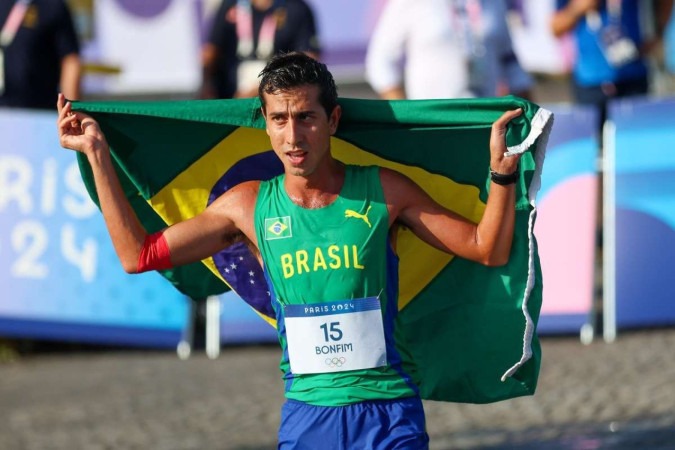  Caio Bonfim, medalha de prata na marcha atlética 20km nos Jogos Olímpicos Paris 2024. Local: Trocadero / Torre Eiffel. Data: 01.08.2024. Foto: Abelardo Mendes Jr
 -  (crédito:  Abelardo Mendes Jr/CB/D.A Press)