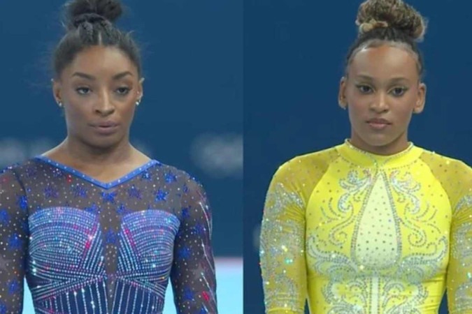 Simone Biles e Rebeca Andrade -  (crédito: Redes Sociais)