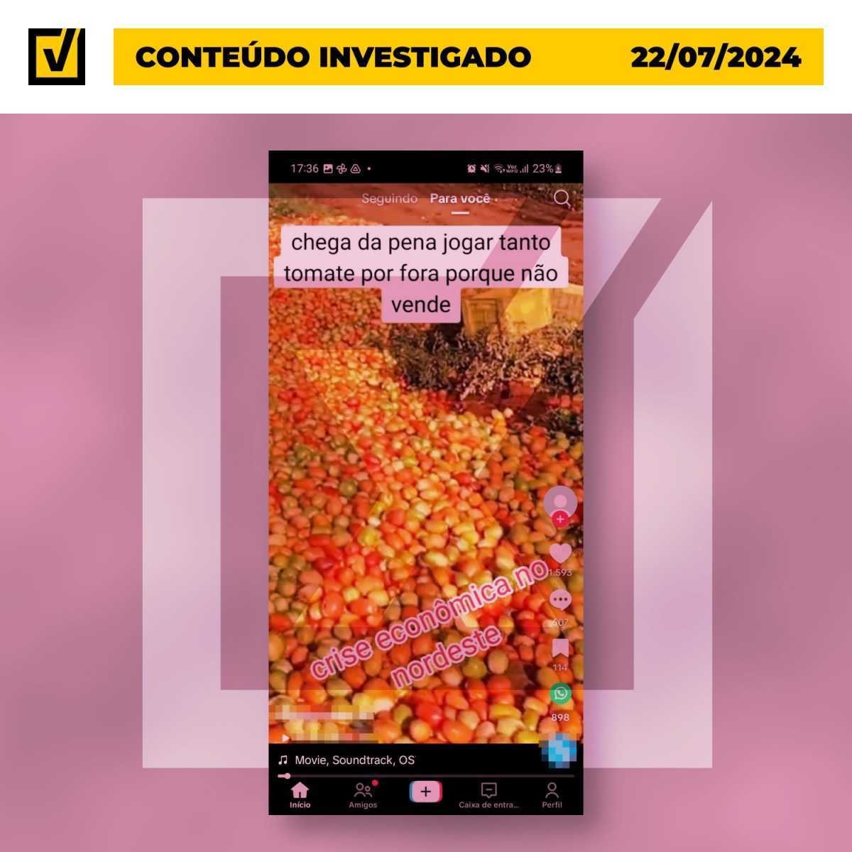 Post usa vídeo de 2022 para dizer, erroneamente, que tomates estão sendo descartados por suposta crise econômica