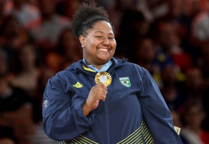  Beatriz Souza. Medalha de ouro na categoria +78kg do jud.. nos Jogos Olimpicos Paris 2024. Data: 02.08.2024. Foto: Abelardo Mendes Jr
     -  (crédito:  Abelardo Mendes Jr/CB/D.A Press)