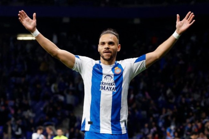 Martin Braithwaite em ação com a camisa do Espanyol  -  (crédito: Foto: Divulgação / Twitter Espanyol)