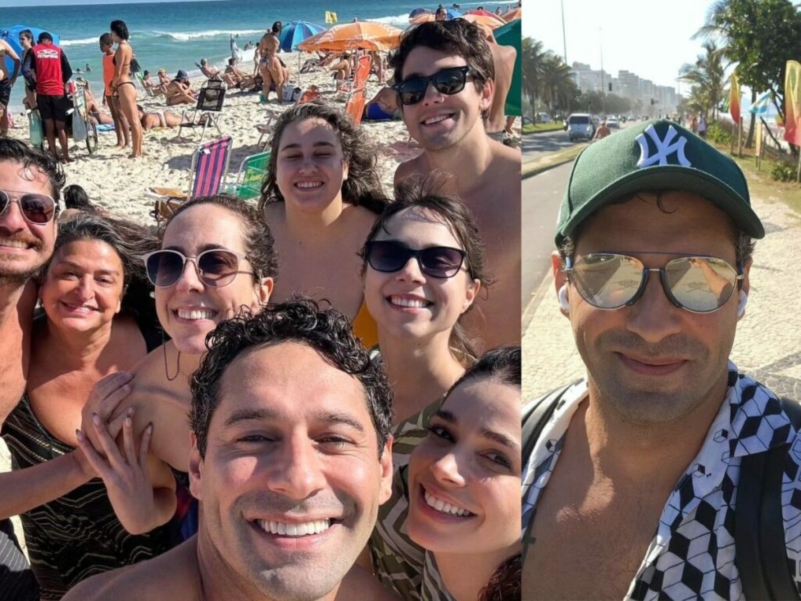 Elenco de 'Família é Tudo' se empolga em dia de praia no Rio