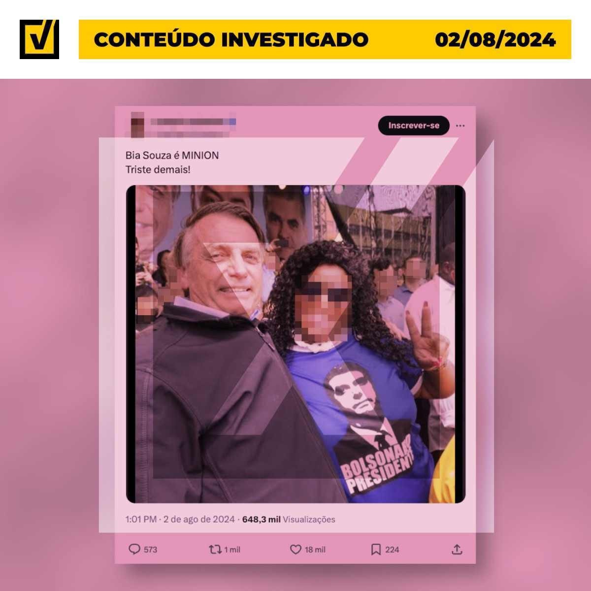 Mulher que aparece em foto com Bolsonaro não é a judoca Bia Souza