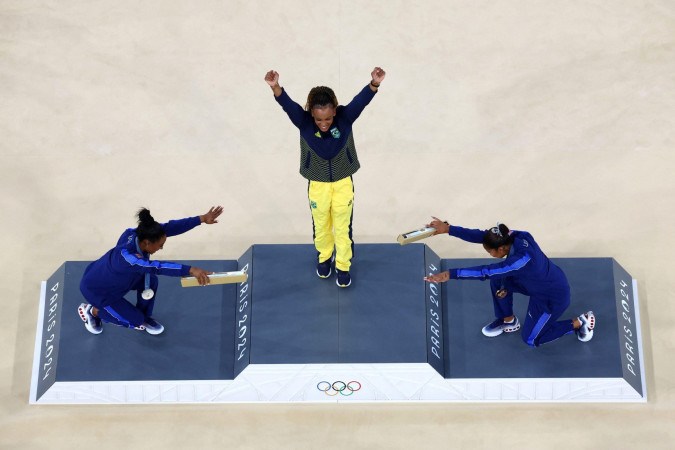 Rebeca vence Biles: 5 imagens do solo que ganhou ouro -  (crédito: REUTERS/Hannah Mckay)