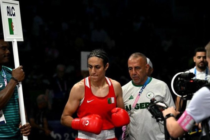 Imane Khelif durante sua participação na Olimpíada -  (crédito: Foto: Mohd Rasfan/AFP via Getty Images)