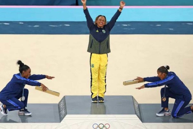 Simone Biles, Rebeca Andrade e Jordan Chiles -  (crédito: Redes Sociais)