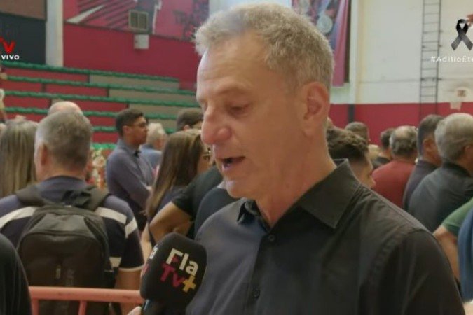 Landim compareceu ao velório de Adílio - (crédito: Reprodução/FlaTV) Landim compareceu ao velório de Adílio - (crédito: Reprodução/FlaTV)