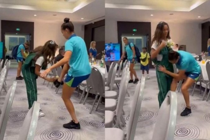 Gabi Portilho em momento de descontração com a skatista Rayssa Leal no hotel do Time Brasil -  (crédito: Foto: Reprodução/Instagram)