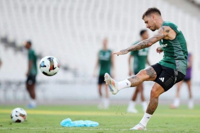 Jogadores do Panathinaikos durante treinamento da equipe - (crédito: Foto: Divulgação) Jogadores do Panathinaikos durante treinamento da equipe - (crédito: Foto: Divulgação)
